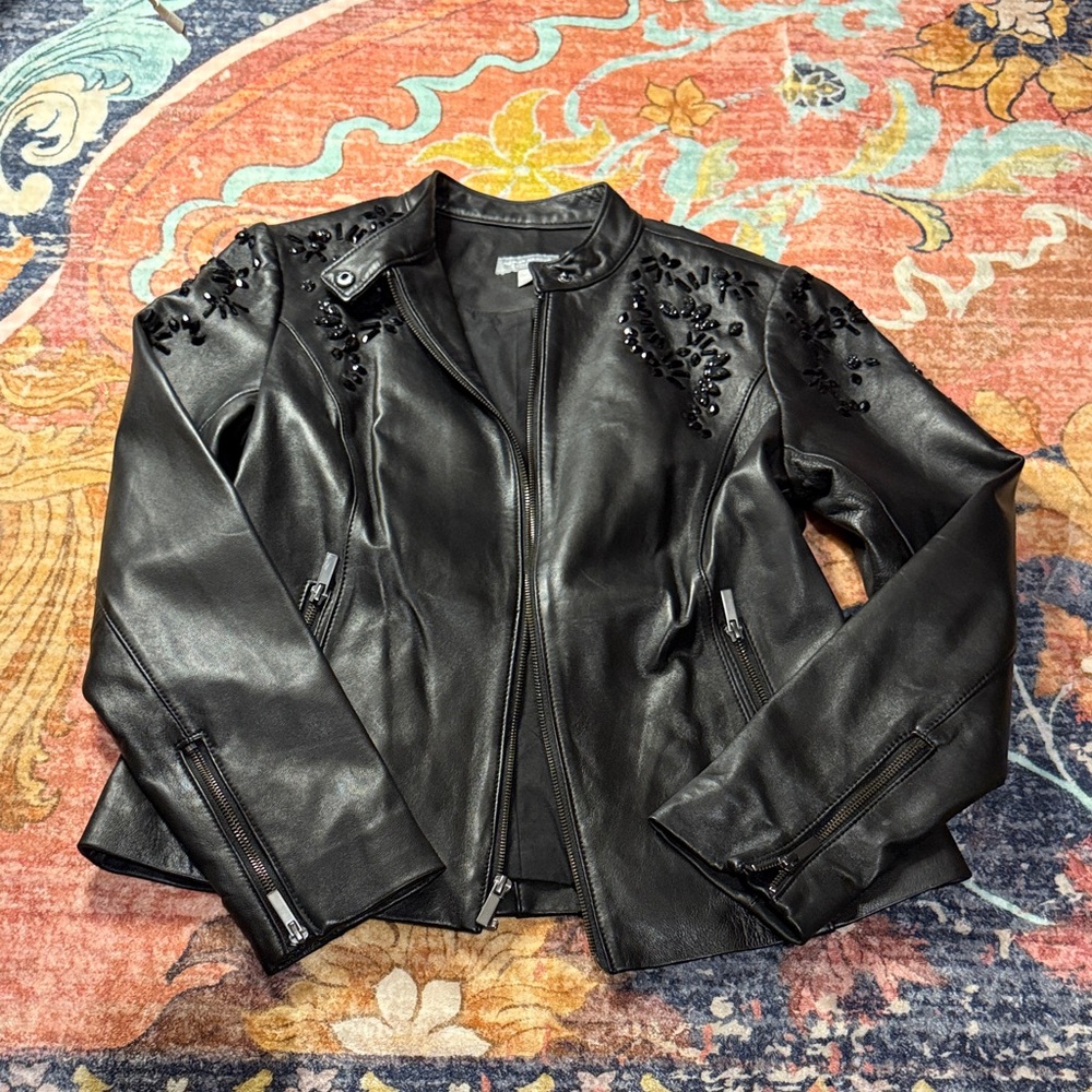 Neiman Marcus Elegant Black Leather Jacket